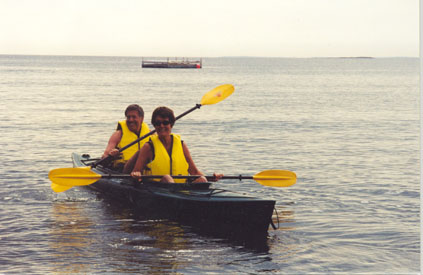 This is Bob and me kayaking in Small Point beach Maine